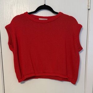 Easy Clothes Red Knit Crop Sweater Tee